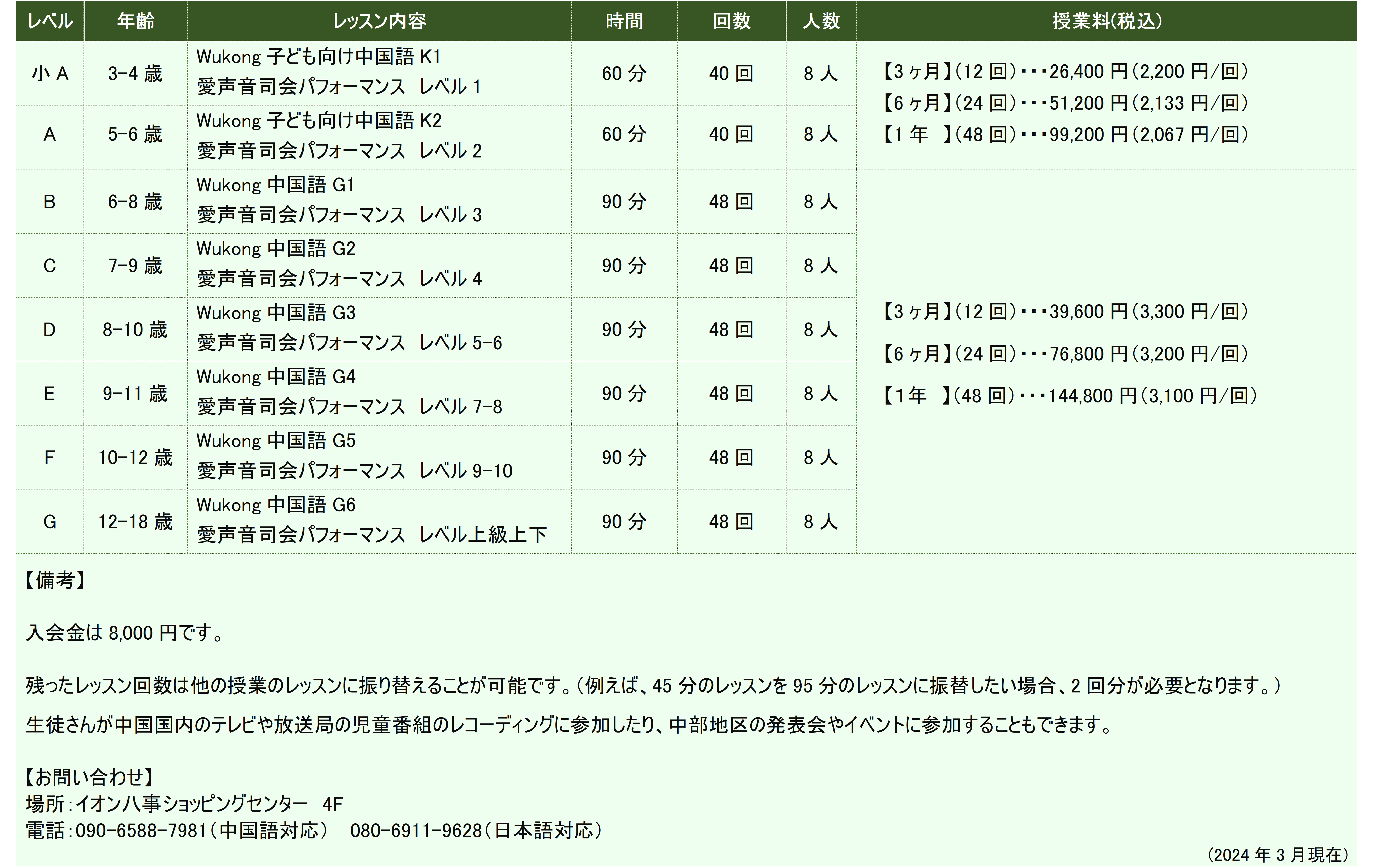 子ども向けコース